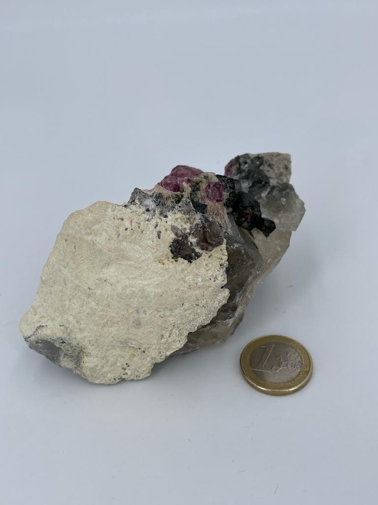 Wassermelonen Turmalin Matrix Stufe - Rauchquarz - Sammlerstück