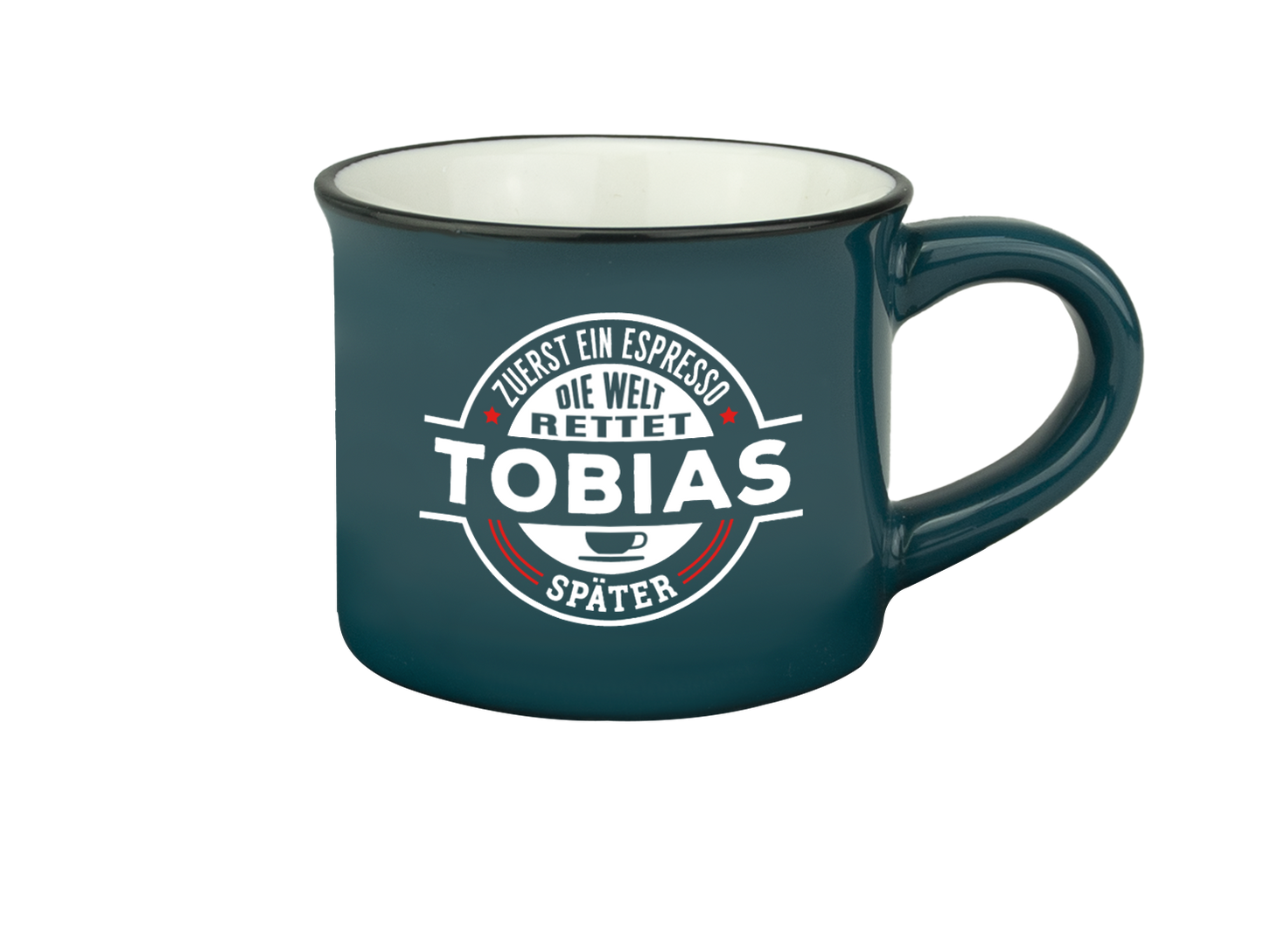 H & H Espresso-Tasse - Zuerst ein Espresso, die Welt rettet Tobias später